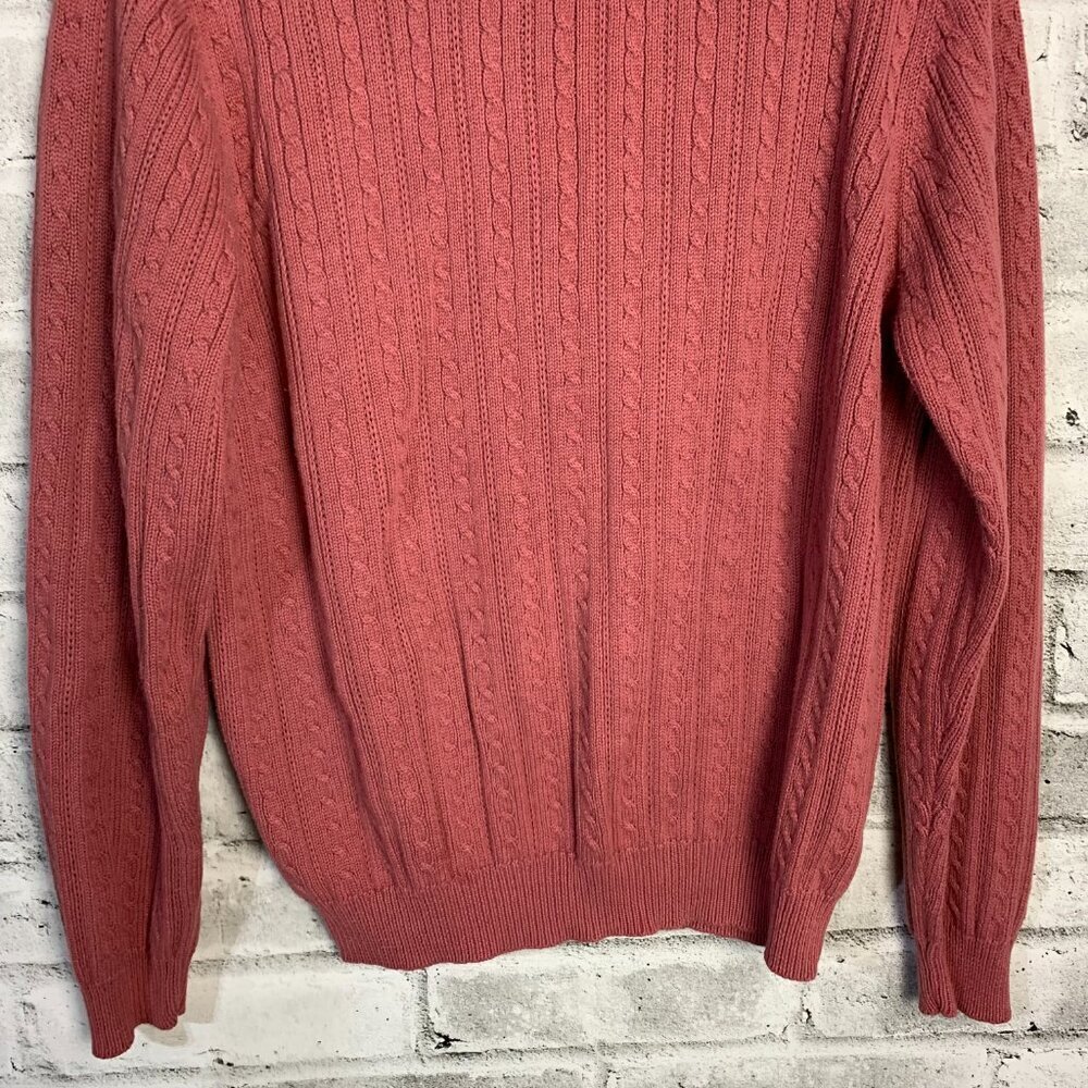 Vintage 90s Cable Knit Sweater M Pink Tradition Country Collection 80s Crewneck - Picture 3 of 14